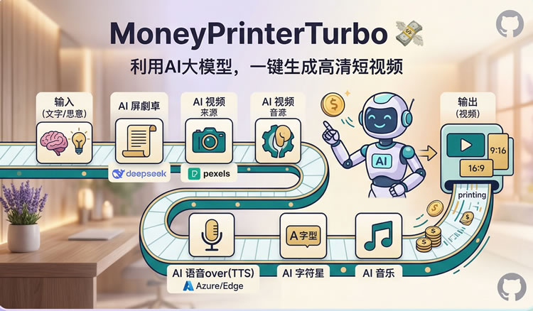 MoneyPrinterTurbo 借助AI一键生成短视频 解放双手 效率提升100倍-共赢传播|小程序源码付费版下载